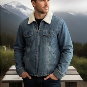 Vtg Steve & Barry's Y2K Sherpa Lined Denim Jacket XL